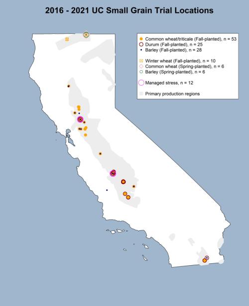 map depicting UC trial locations